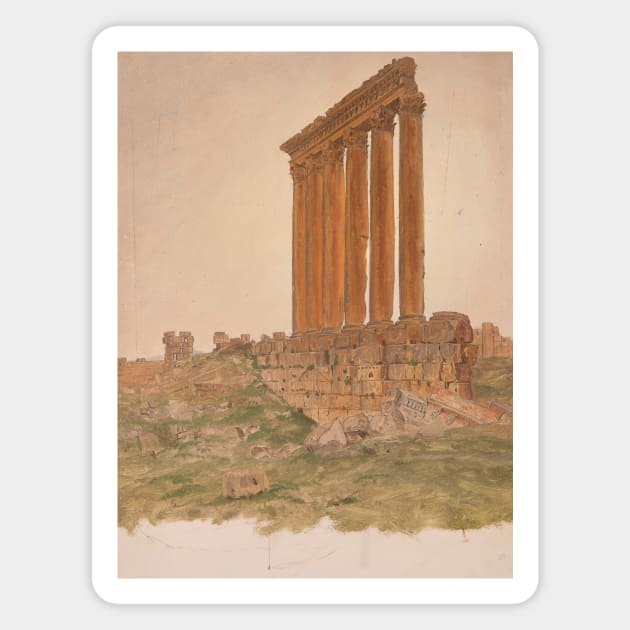 Ruins of the Temple of Zeus, Baalbek by Frederic Edwin Church Magnet by Classic Art Stall